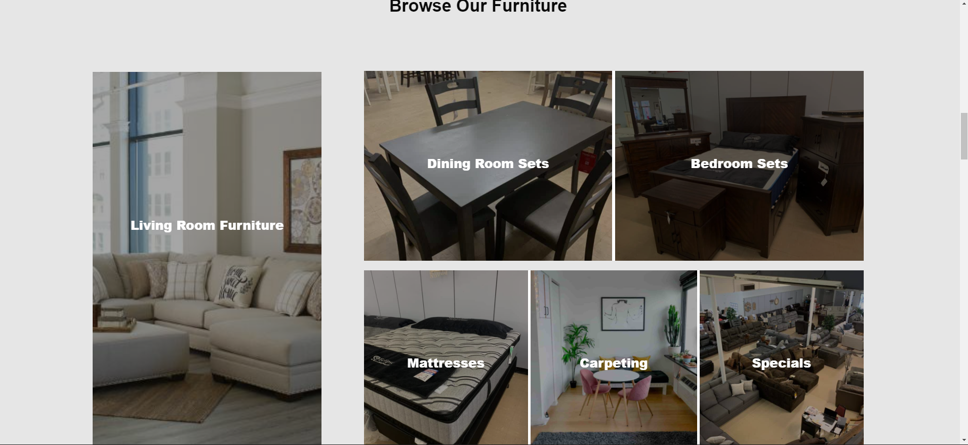 furniture store website design